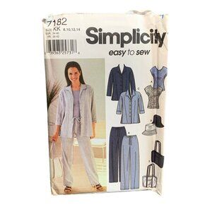 Simplicity Easy-To-Sew Pattern 7182 Women Sizes 8-14 Pants Shirt Hat Bag